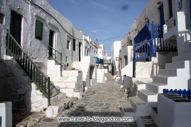 Folegandros Chora Castro - View of the first pathway inside Folegandros castle, that ends at Pantanassa church. It is one of the famous pictures of Folegandros island.