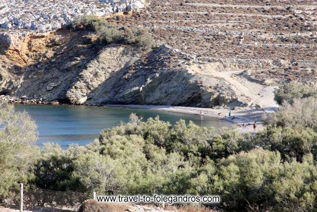 Livadi beach behind the pine trees - People swimming at Livadi beach by Ioannis Matrozos