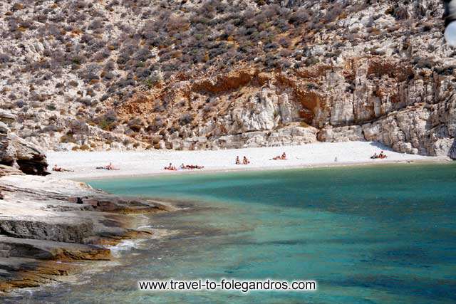 Few tourists enjoying the beauty of Livadaki beach after an hours walk FOLEGANDROS PHOTO GALLERY - Livadaki beach by Ioannis Matrozos