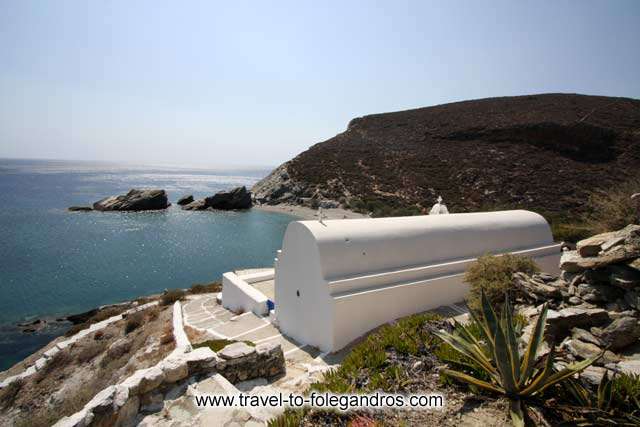 View of Saint Nicholas chapel and the homonymous beach behind it FOLEGANDROS PHOTO GALLERY - Agios Nikolaos by Ioannis Matrozos