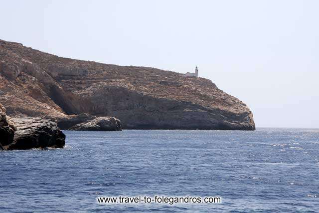 View of Aspropounta Lighthouse from the tour boat FOLEGANDROS PHOTO GALLERY - Aspropounta Lighthouse by Ioannis Matrozos